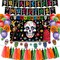 Day of The Dead Balloons Dia de Los Muertos Fiesta Background(Black,blue,green,orange,purple)